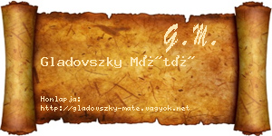 Gladovszky Máté névjegykártya